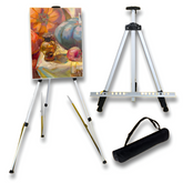 Portable Adjustable Aluminium Sketch Easel — Foldable Travel Easel with Palette Shelf & Carry Bag